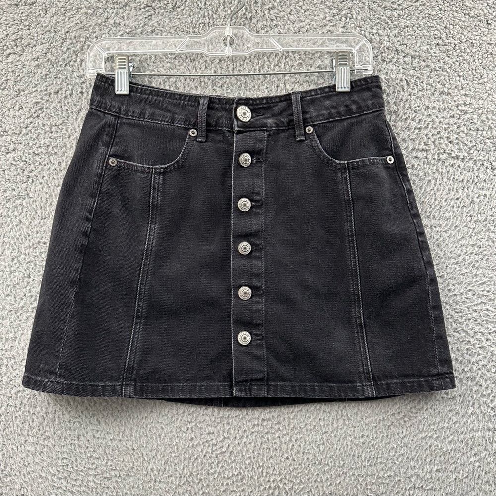 American Eagle Hi Rise A Line Mini Skirt Black Festival Grunge Boho Women's 2